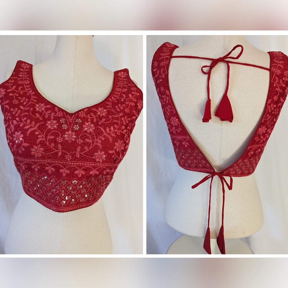 Red stitched Readymade Choli Blouse for lehenga or saree